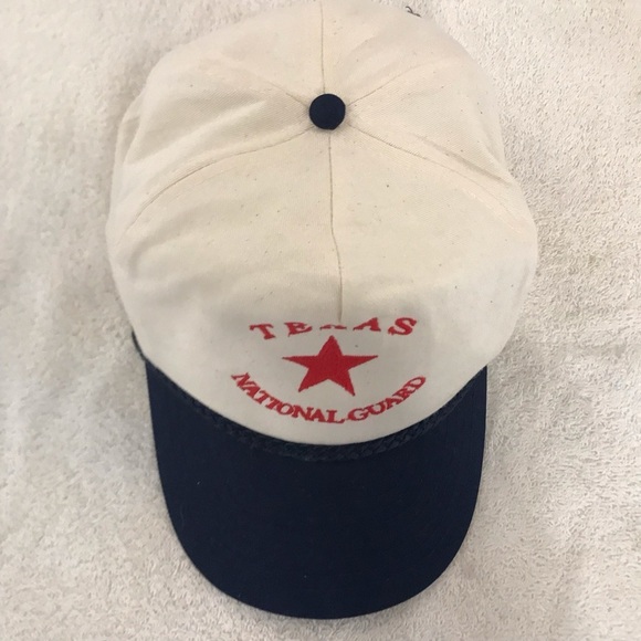 Nissun Cap's "Texas National Guard" Adjustable Cream&Blue&Red Vintage Ball Cap - Picture 6 of 14